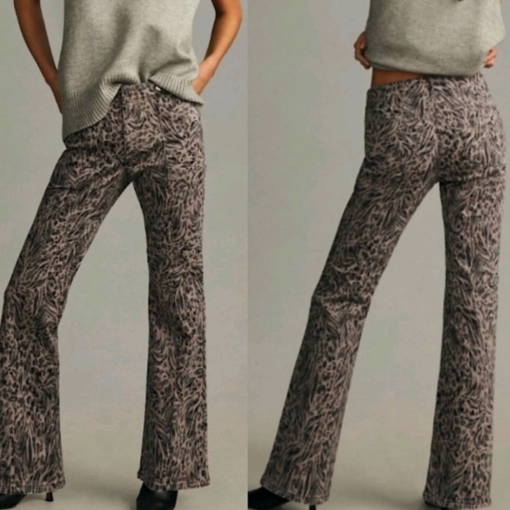 Anthropologie Pilcro Demi-Uline Utility Pants in Grey Leopard
